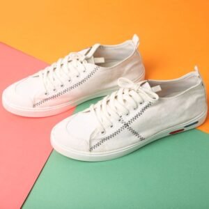 Pair of white leather trainers