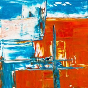 Mid-Century Abstract Oil Painting on Canvas