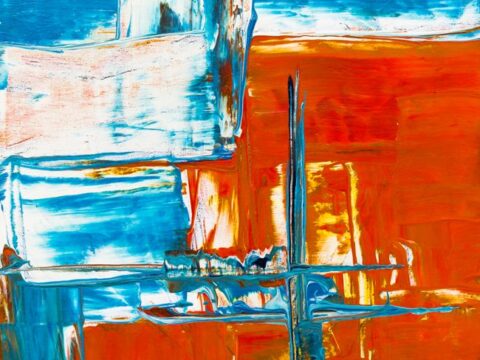 Mid-Century Abstract Oil Painting on Canvas