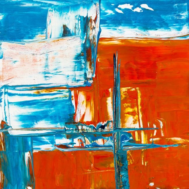 Mid-Century Abstract Oil Painting on Canvas