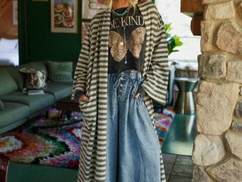 Striped Longline Duster Cardigan – Soft Blanket Knit