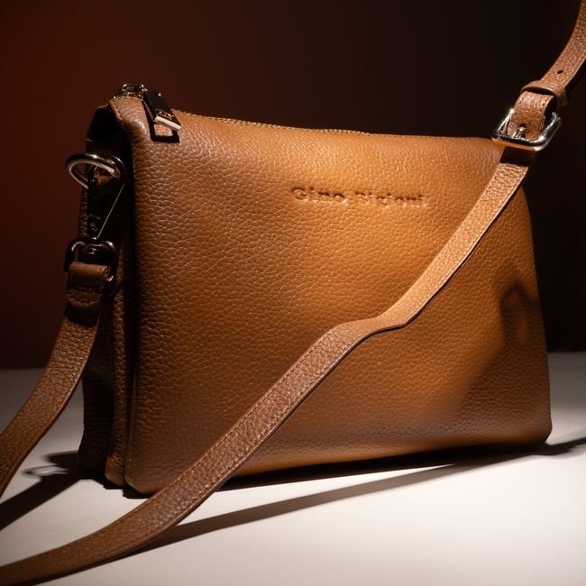 Tan Leather Crossbody Satchel — Full Grain