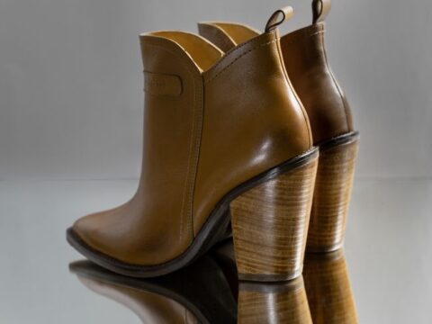 Tan Leather Heeled Ankle Boots — Size 6