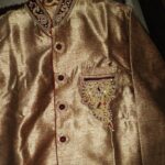 Premium Golden Designer Sherwani with Red Pajama