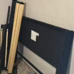 Black Queen bed frame with headboard