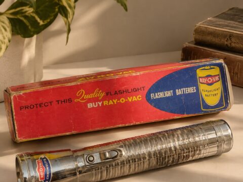 50-Year-Old Vintage American Ray-O-Vac Flashlight with Original Box