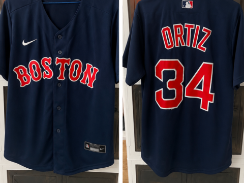 Men's Nike David Ortiz Navy Boston Red Sox Alternate Baseball Jersey.