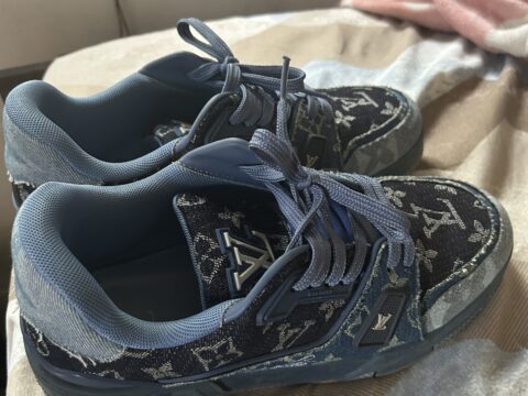 Louis Vuitton LV Trainer Monogram Denim Sneakers – Size 8.5 – Excellent Condition