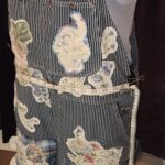 One-of-a-Kind Upcycled Patchwork Railroad Stripe Denim Overalls. Size Md