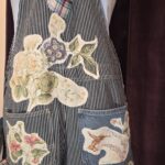 One-of-a-Kind Upcycled Patchwork Railroad Stripe Denim Overalls. Size Md