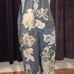 One-of-a-Kind Upcycled Patchwork Railroad Stripe Denim Overalls. Size Md