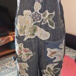 One-of-a-Kind Upcycled Patchwork Railroad Stripe Denim Overalls. Size Md